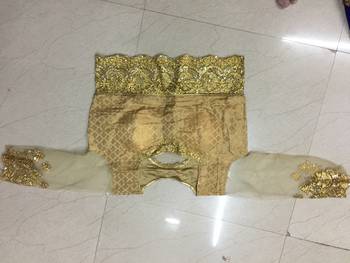 Dark Blue Embroidered Art Silk Unstitched Lehenga 3