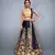Navy Blue Sequins Embroidered Semi Velvet Lehenga Choli For Wedding