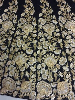 Navy Blue Sequins Embroidered Semi Velvet Lehenga Choli For Wedding 3
