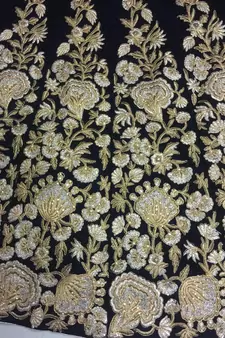 Navy Blue Sequins Embroidered Semi Velvet Lehenga Choli For Wedding