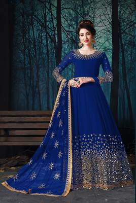Blue embroidered georgette salwar 1
