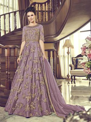 Lavender embroidered net salwar 1