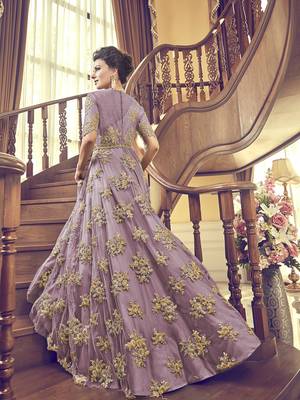 Lavender embroidered net salwar 2