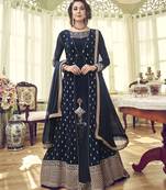 Blue embroidered georgette salwar