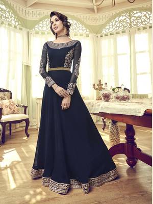 Blue embroidered georgette salwar 2