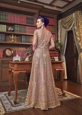 Pink embroidered net salwar 2