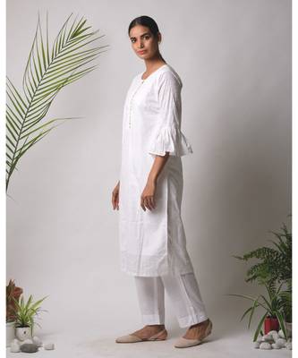 White hand block printed cotton kurtis 2