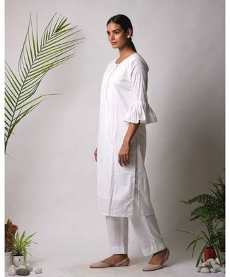 White hand block printed cotton kurtis 3