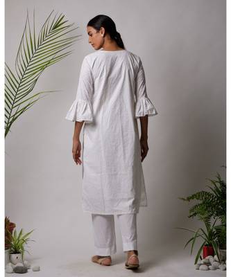 White hand block printed cotton kurtis 3