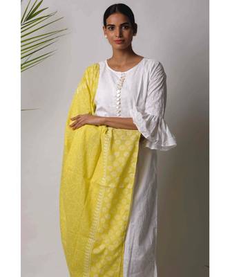 White hand block printed cotton kurtis 2