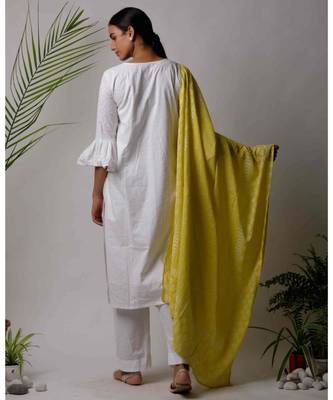 White hand block printed cotton kurtis 3