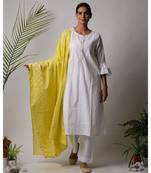 White hand block printed cotton kurtis