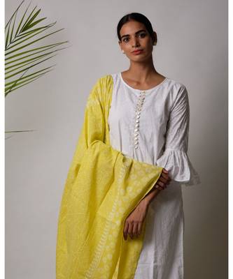 White hand block printed cotton kurtis 2