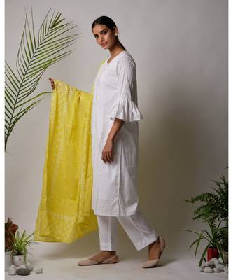 White hand block printed cotton kurtis 3