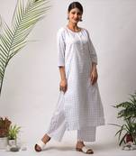 White hand block printed cotton kurtis