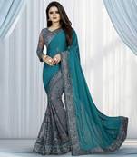 Turquoise Embriodered Art Silk With Saree And Blouse