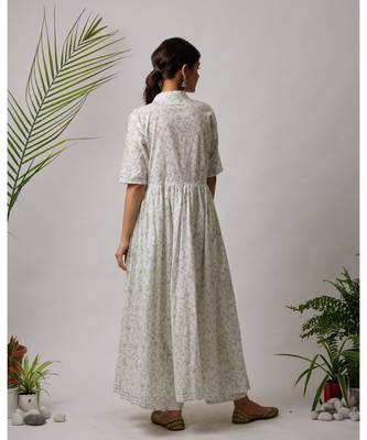 White hand block printed cotton kurtis 4