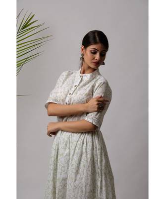White hand block printed cotton kurtis 3