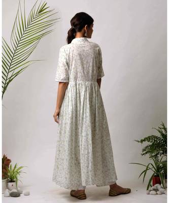 White hand block printed cotton kurtis 4