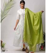 White hand block printed cotton kurtis