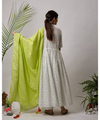 White hand block printed cotton kurtis 3