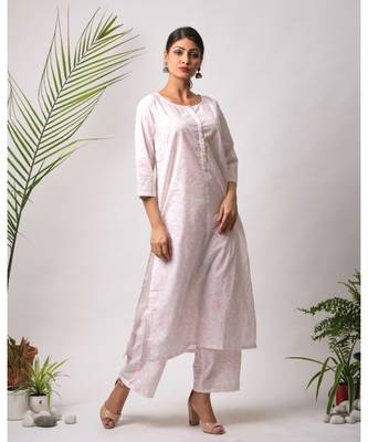 White hand block printed cotton kurtis 1