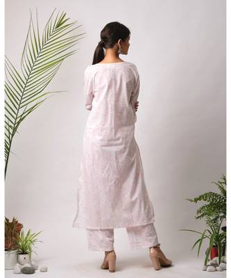 White hand block printed cotton kurtis 3
