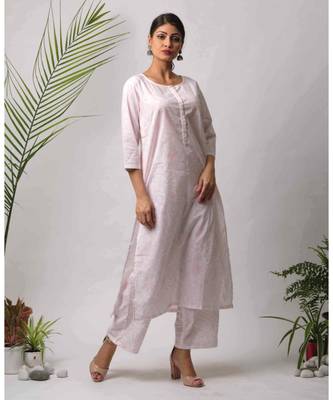 White hand block printed cotton kurtis 1