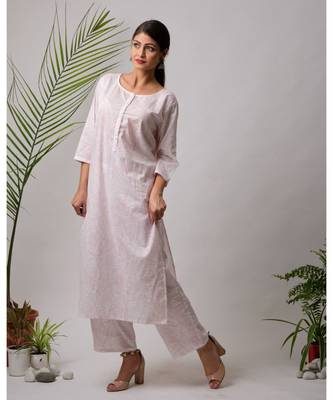 White hand block printed cotton kurtis 2