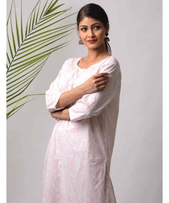 White hand block printed cotton kurtis 3