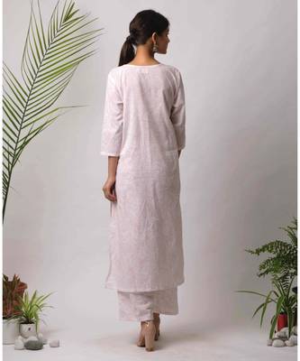 White hand block printed cotton kurtis 4