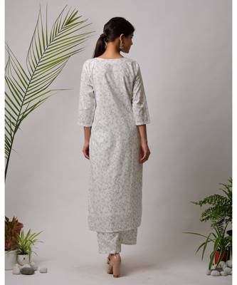 White hand block printed cotton kurtis 3