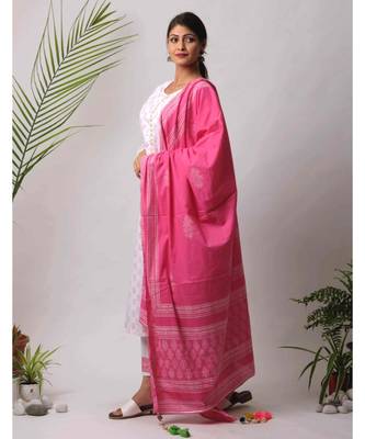 White hand block printed cotton kurtis 2