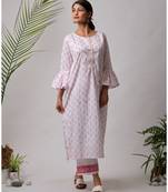 White hand block printed cotton kurtis