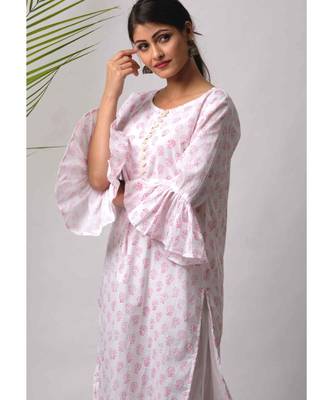 White hand block printed cotton kurtis 3