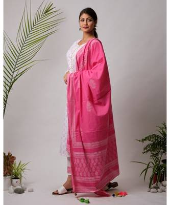 White hand block printed cotton kurtis 2