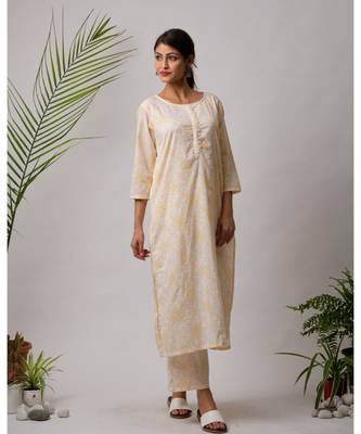 White hand block printed cotton kurtis 1