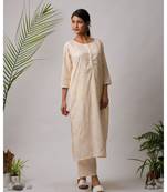 White hand block printed cotton kurtis