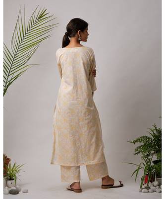 White hand block printed cotton kurtis 3