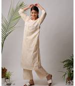 White hand block printed cotton kurtis