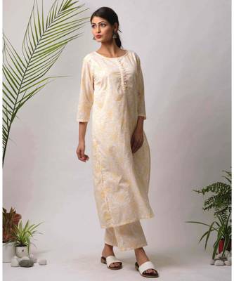 White hand block printed cotton kurtis 2