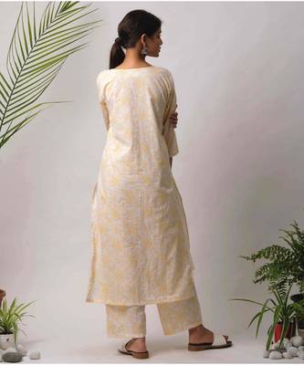 White hand block printed cotton kurtis 3