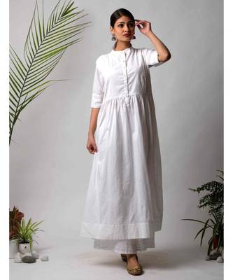 White hand block printed cotton kurtis 2