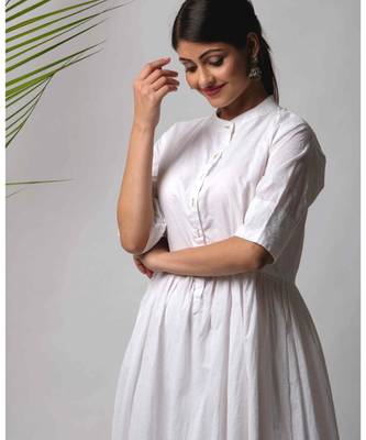 White hand block printed cotton kurtis 3