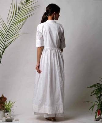 White hand block printed cotton kurtis 4
