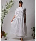 White hand block printed cotton kurtis