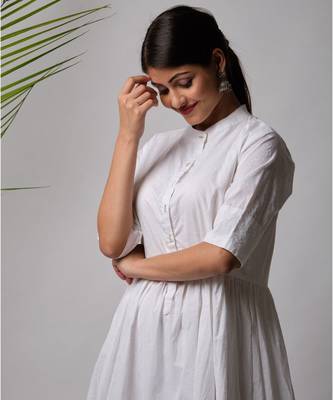 White hand block printed cotton kurtis 2