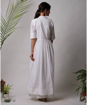 White hand block printed cotton kurtis 3