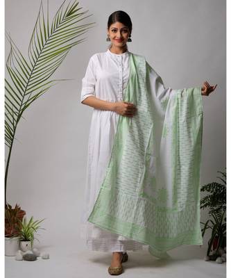 White hand block printed cotton kurtis 1