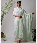 White hand block printed cotton kurtis